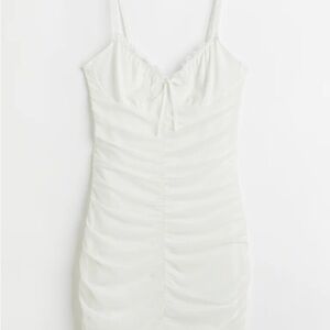 Elegant White Ruched Dress Small